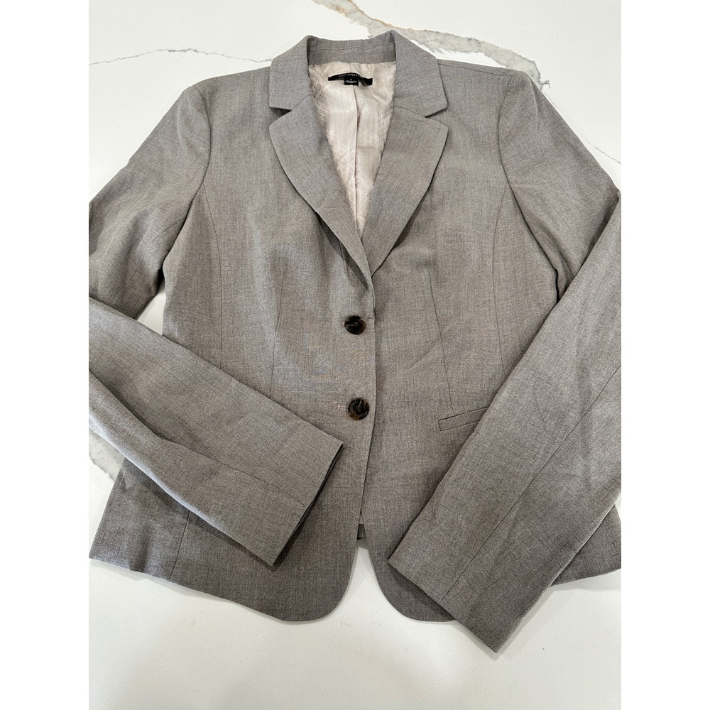 Ann Taylor Grey Two Button Blazer Women Size 2 Polyester Rayon Blend Office